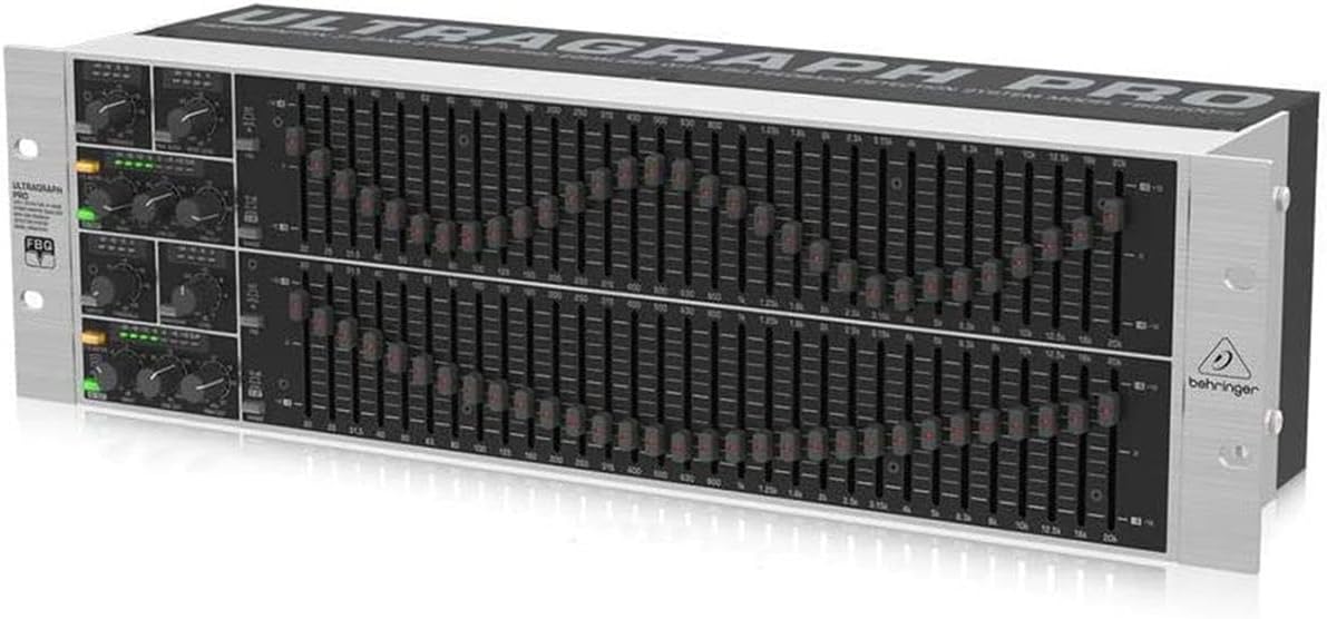 Behringer ULTRAGRAPH PRO FBQ6200HD HD Dual Channel 31-Band Stereo Graphic Equalizer with FBQ Feedback Detection System, Limiters and Pink-Noise Generator - with 2X 15' 8mm XLR Microphone Cable