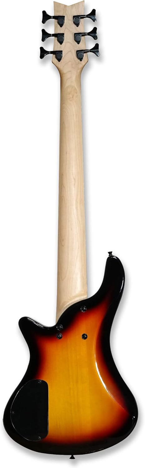 TARIO 6 String Electric Bass Bolt_On Maple Neck,Poplar Body Sunburst