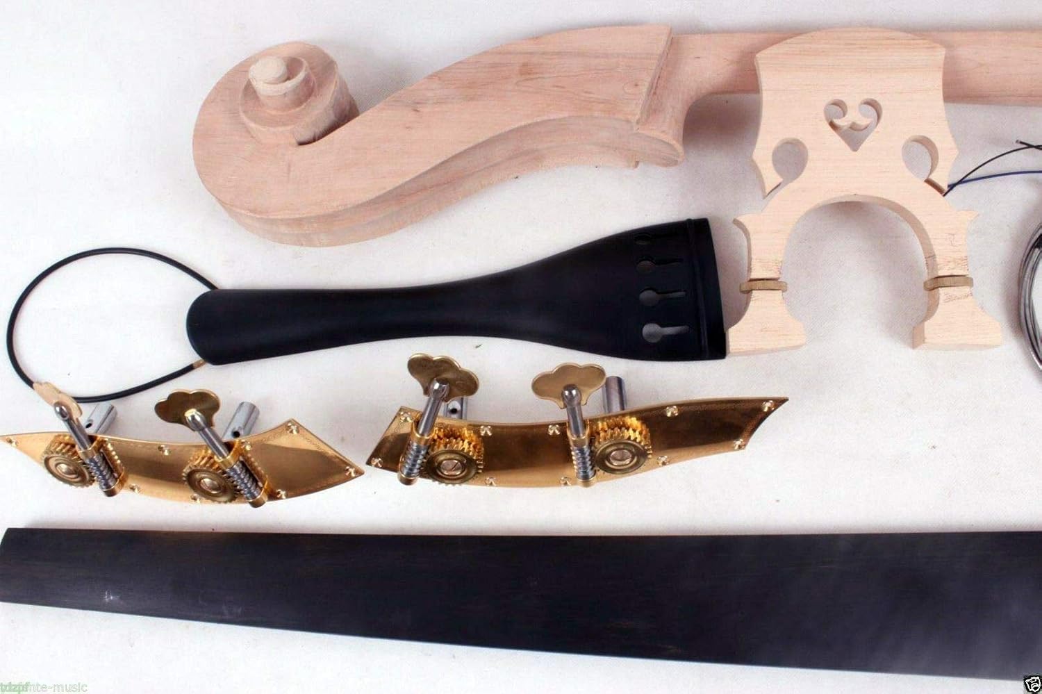 3/4 Double Bass Kit - Upright Bass DIY Project - Ebony Fingerboard, Peg, Tailpiece, Bridge, Strings