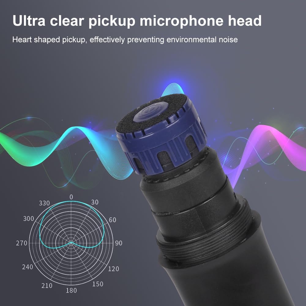 NG-99 Wireless Microphone System with Two Metal Microphones,UHF Handheld Wireless Moving Coil Gradient Colored Microphone for Home Karaoke, Conference, Party, Church, DJ, Wedding