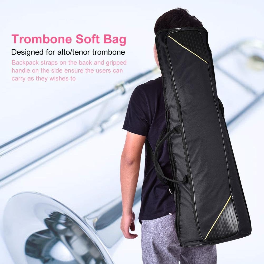 Trombone Case, 33.9 * 13.0 * 4.3 in Trombone Bag, Oxford Cloth Protect Musical Instrument from Bumps During Transport and Carrying for Alto/Tenor Players (Black)