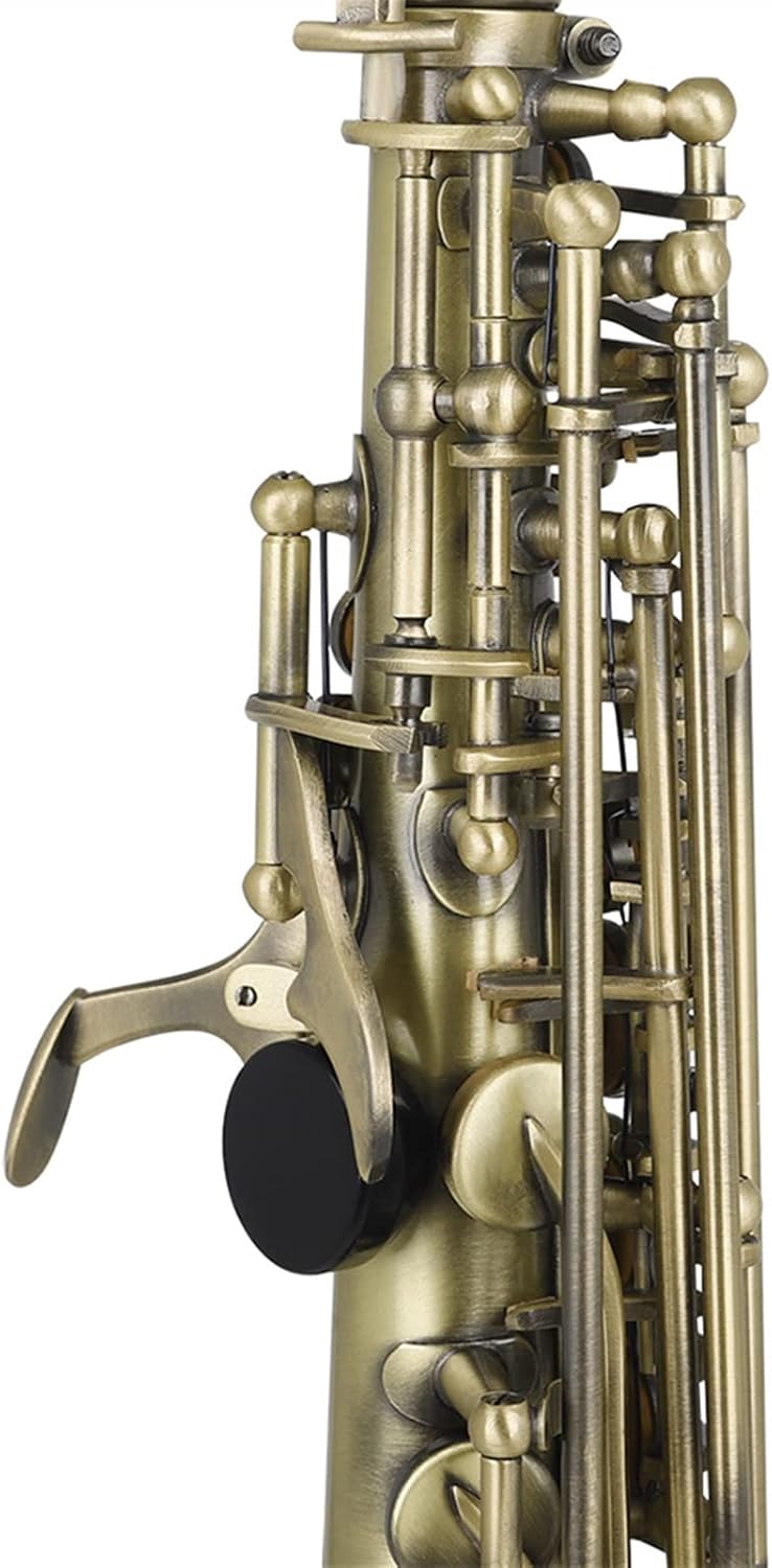 Sax Beginners Kit Cyan Bronze Straight Bb Saxophone Lacquered Gold Carve Pattern Woodwind Instrument with Case Reed Cleaning Brush Cloth Wind Instrument