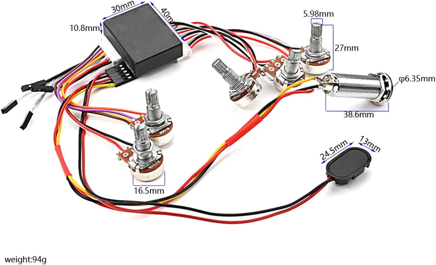 Guitar Wiring Harness Pickup Wiring Harness for Electric Guitar Bass Active Preamp Wiring Harness Parts for Guitar