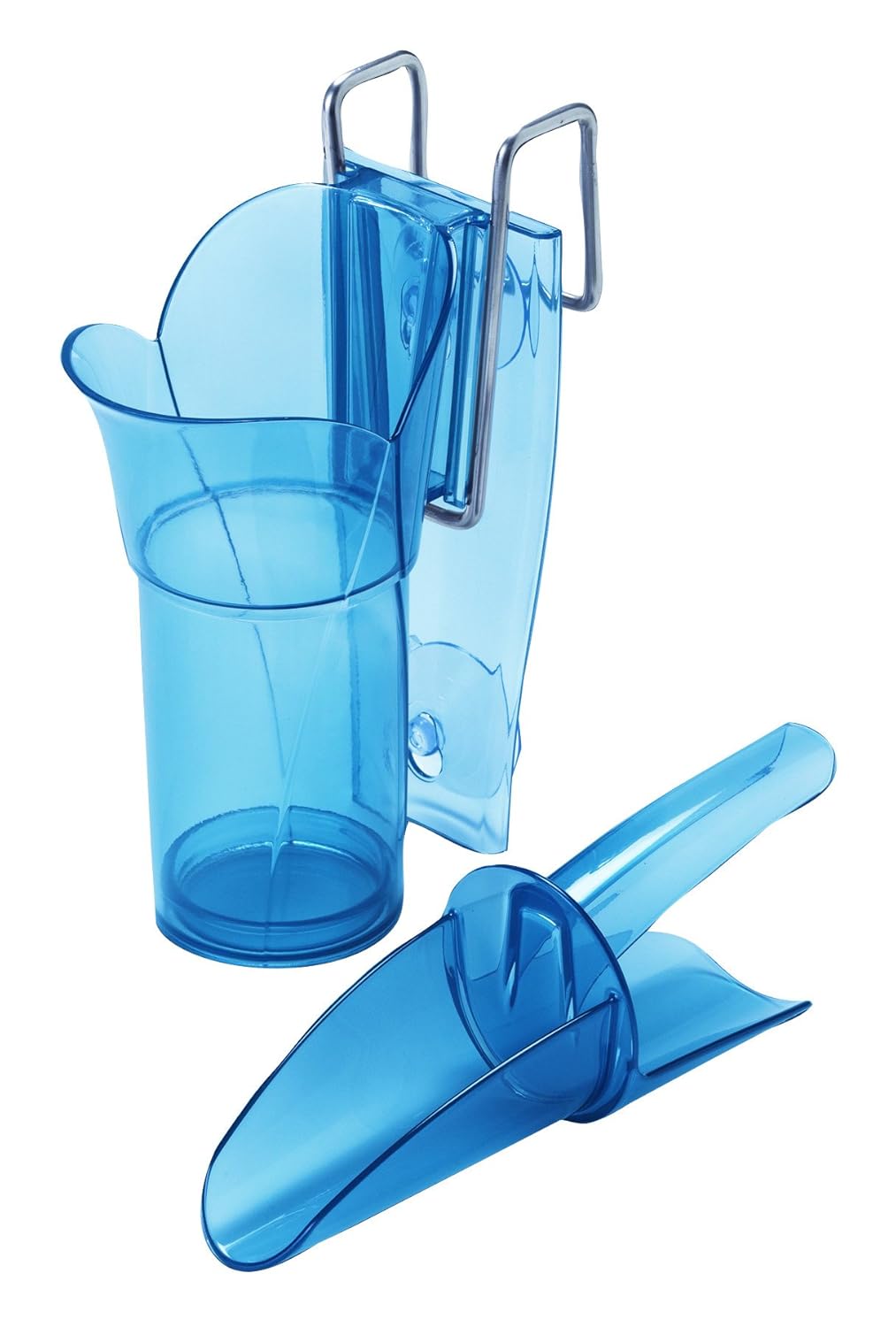 San Jamar Saf-T-Ice Plastic Tote, 6 Gallons, Blue & Carlisle FoodService Products SI5000 Polycarbonate Saf-T-Scoop and Guardian System, 6oz to 10oz, for Bar and Beverage Station, Blue