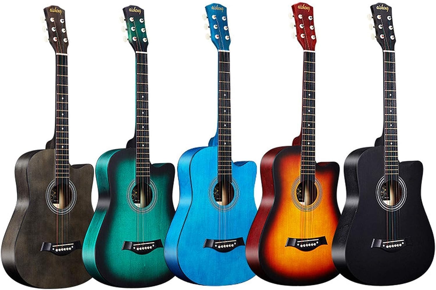 Guitar, Log, High-Precision Open-Style String Standard, Original Phosphor Bronze Strings, Suitable for Beginners (Size:38 inches,Color:Green)