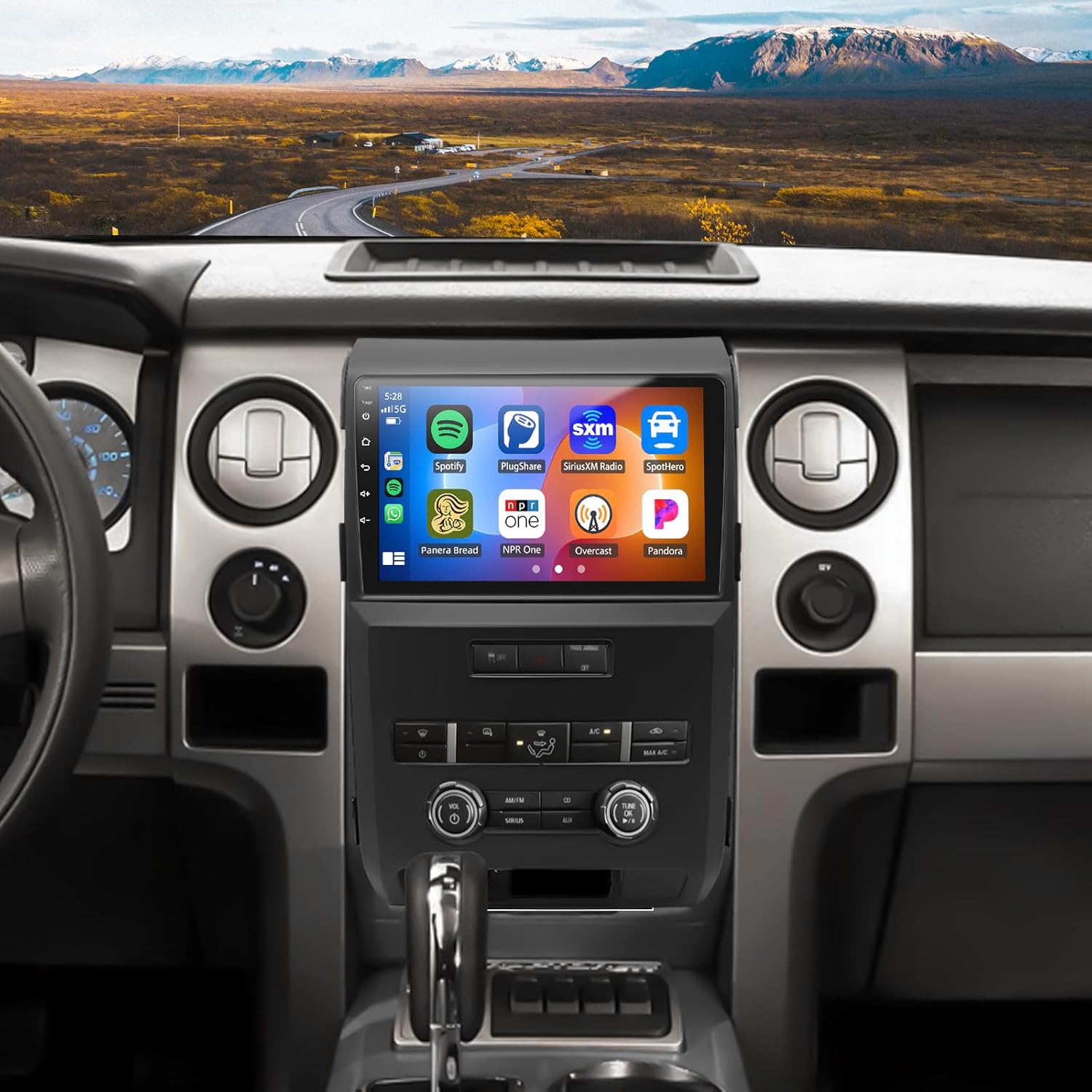 Manual AC 4G+64G Car Radio for Ford F-150 F150 2009 2010 2011-2014 with Wireless Carplay/Android Auto, 9 Inch Touch Screen Stereo Upgrade for F150 with GPS Bluetooth WiFi SWC FM RDS DSP Backup Camera