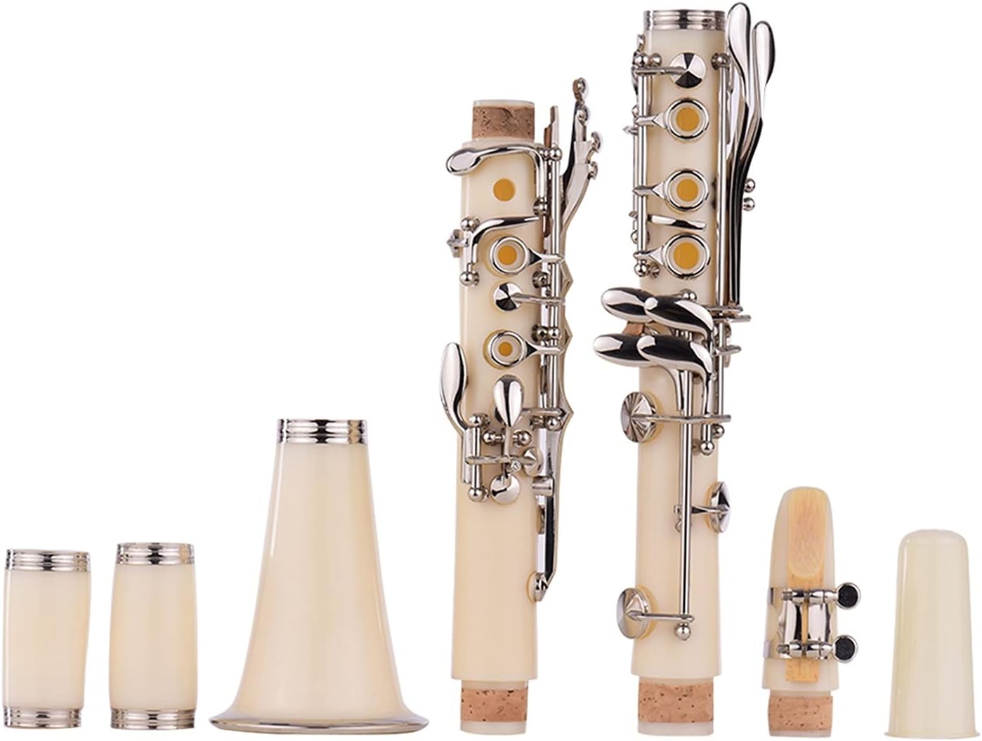 Standard Clarinet ABS 17-Key Clarinet Bb Flat with Case Gloves Cloth Reed Case Reeds Accessories Woodwind Instrument Beginner Clarinet (Color : White)