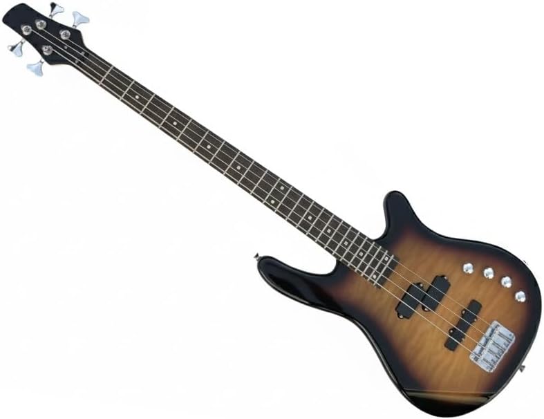 Electric Bass Guitar 4 String 24 Frets Full Size PJ Pickups Blue Water Ripple Burst Solid Basswood Body for Beginners(Brown)