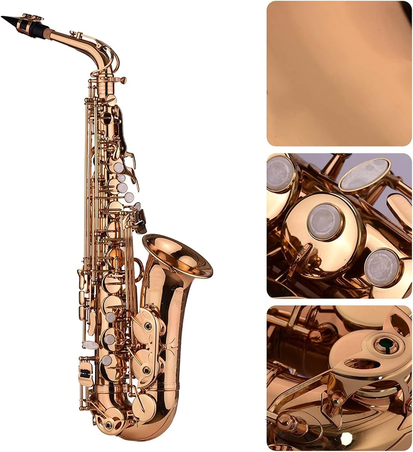 EB Alto Saxophone Brass Material Wind Instrument with Carry Case Gloves Cleaning Cloth Sax Straps Tuner Student Saxophone