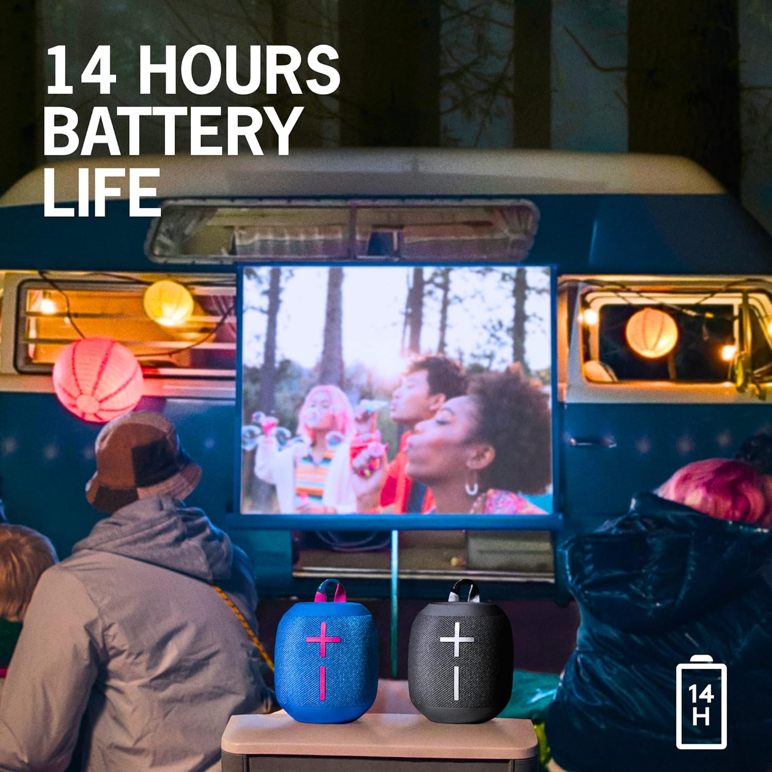 Ultimate Ears WONDERBOOM 3, Small Portable Wireless Bluetooth Speaker, Big Bass 360-Degree Sound for Outdoors, Waterproof, Dustproof IP67, Floatable, 131 ft Range - Joyous Brights Grey