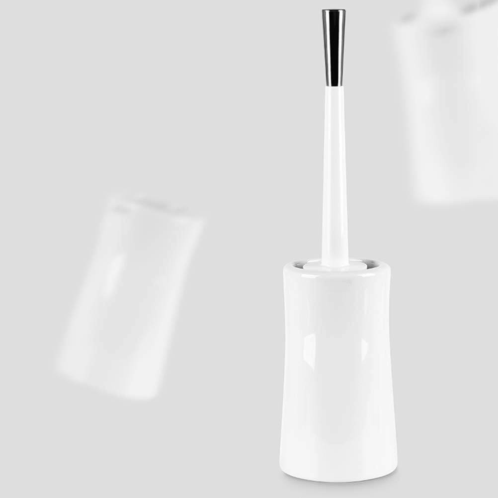 Toilet Brush and Holder Set Good Grip Compact Toilet Bowl Cleaner Design Bath Scrubber Set for Bathroom Toilet (White)