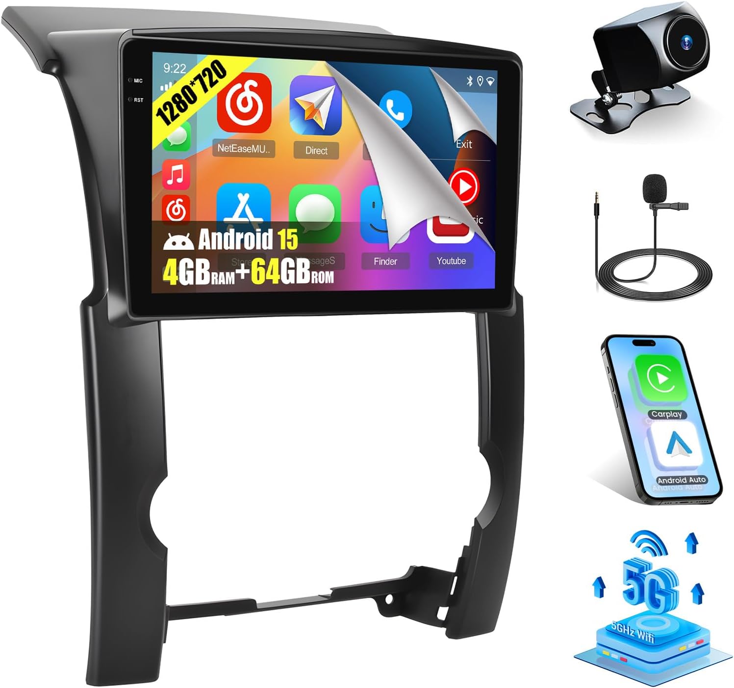4+64G Android 15 Radio for Kia Sorento 2009 2010 2011 2012, 10.1