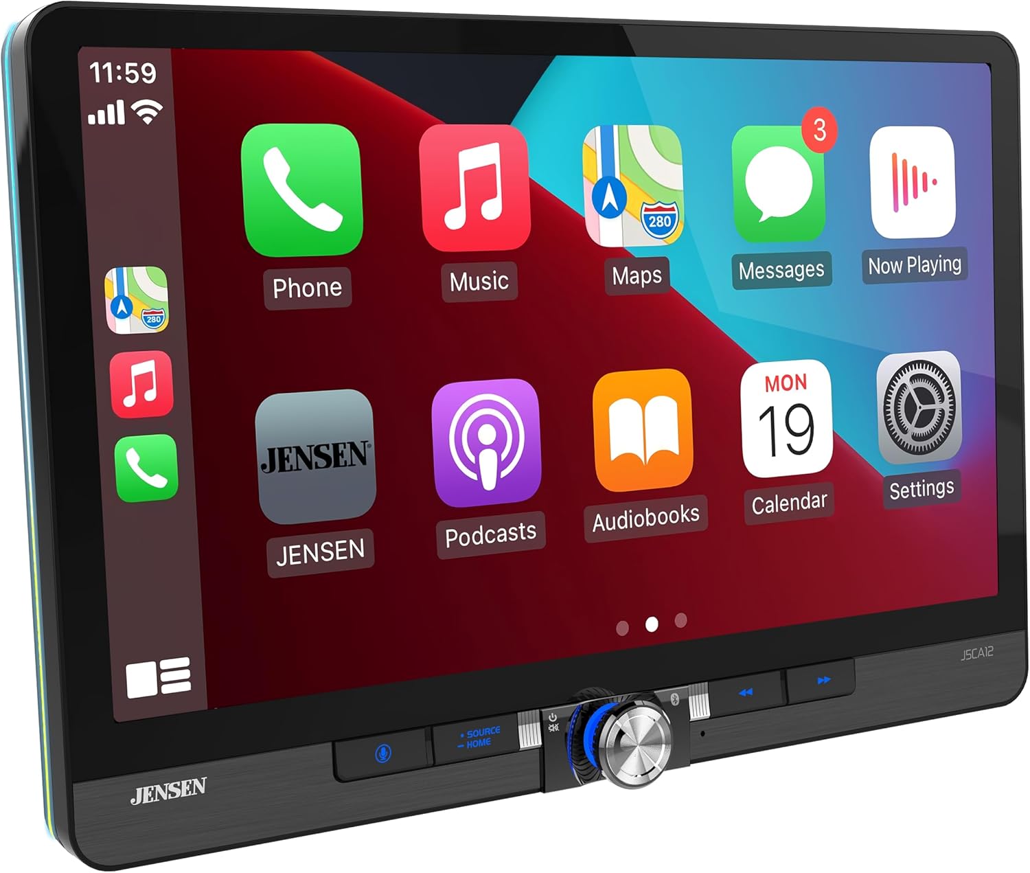 JENSEN J5CA12 11.6-inch Certified Apple CarPlay Android Auto Wired or Wireless | Maestro & Metra Axxess Ready | Single & Double DIN Car Stereo | SiriusXM Ready | Bluetooth | Front & Rear Camera Inputs