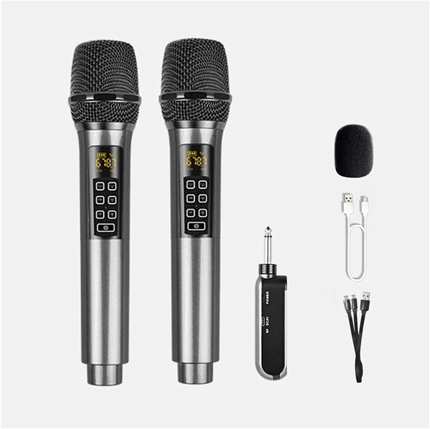 Professional Dynamic Wireless Microphone with Rechargeable Receiver, Metal Handheld Karaoke Mic for Party, Wedding, Singing, and Public Speaking