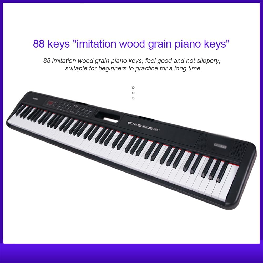 Portable 88-Key Electric Piano, Imitating Heavy Hammer Keyboard, LED Dual Power Supply Mode, Suitable for Outdoor Parties and Stage Performances