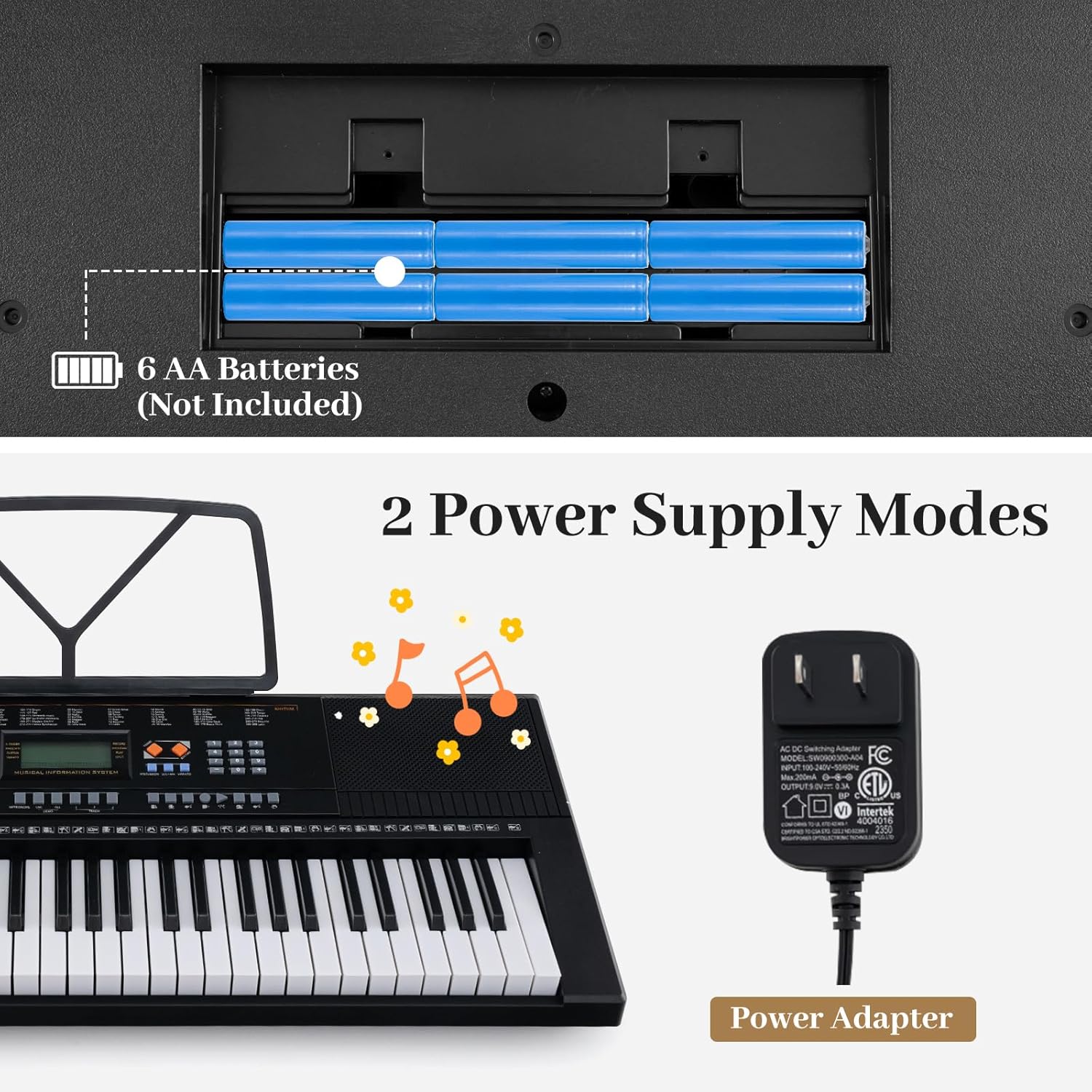 HONEY JOY 61 Key Keyboard Piano, Electric Piano Keyboard Kit with 300 Tones, 300 Rhythms, Piano Stand, Bench, Headphone/Microphone, Built-In Speakers, Keyboard Piano for Beginners, Black