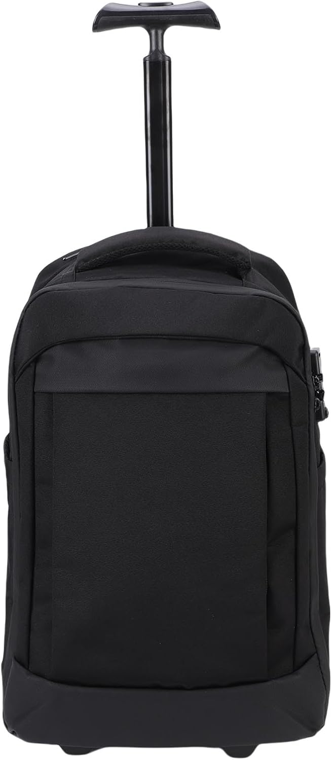 Vacuum Rolling Backpack, Water Proof Travel Backpack with Wheels and Anti Theft Password Lock, Carry On Luggage with Vacuum Seal Bag for Business and Commuting (Black)