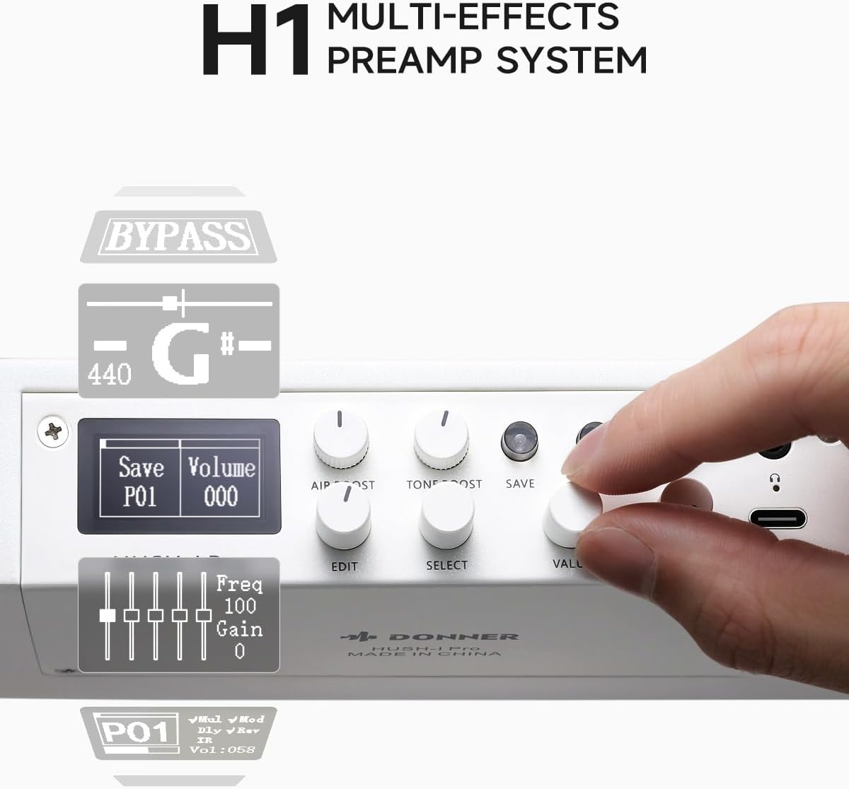 Acoustic Electric Guitar Travel Guitar with Multiple Effect Modes Smart Guitarra Kit, White and Mini Guitar Amp Small Electric Amplifier 5W Portable