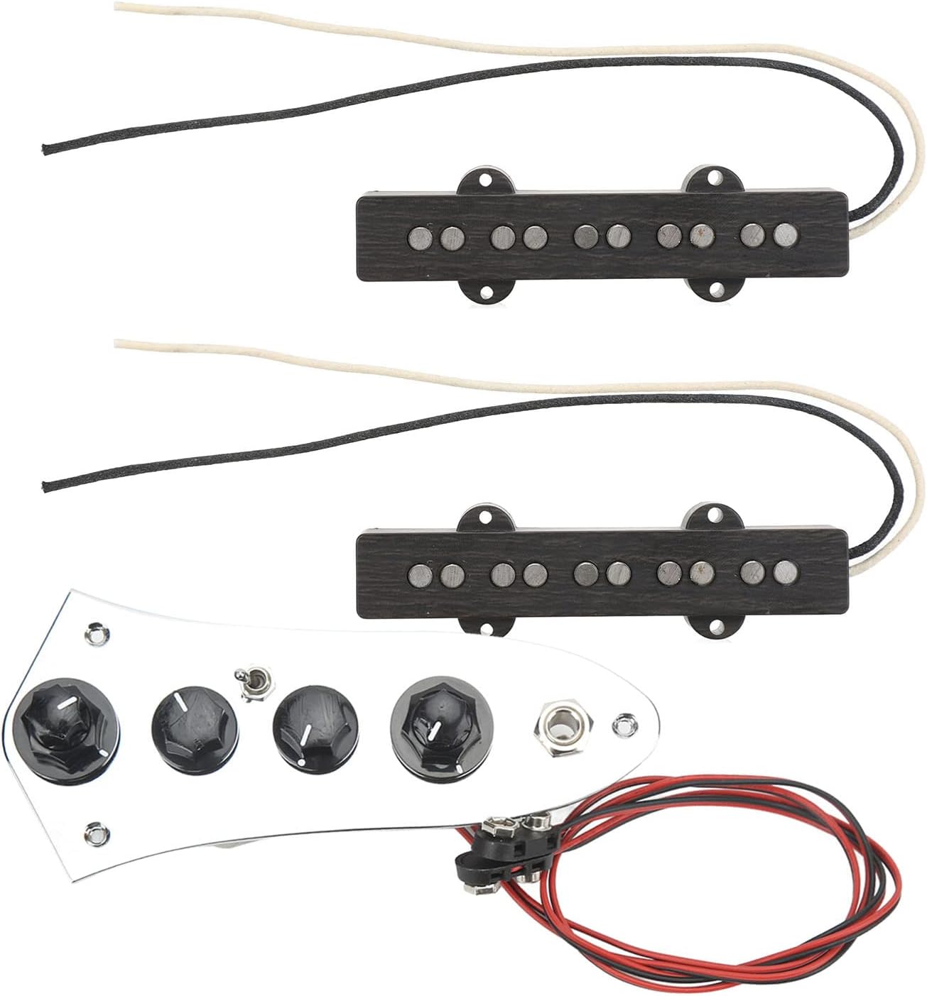 Guitar Bass Pickup Set for 5 String Jazz Bass - Metal & Plastic Wired Bass Control Board Kit - Noise Free, Easy Installation, Durable Upgrade Replacement for Musicians