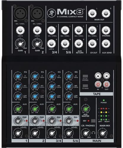 Mackie Mix8 8-Channel Compact Mixer with Gator Cases G-MIXERBAG-1212 Padded Nylon Mixer/Equipment Bag Bundle