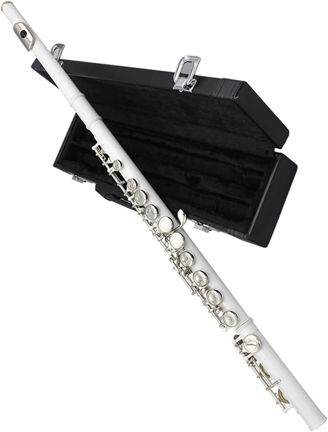 TSTS Flutes Musical Instrument 16 Hole C Key Flute Instrument White Professional Flute with Box Cleaning Cloth Stick Gloves Woodwind Instruments Parts