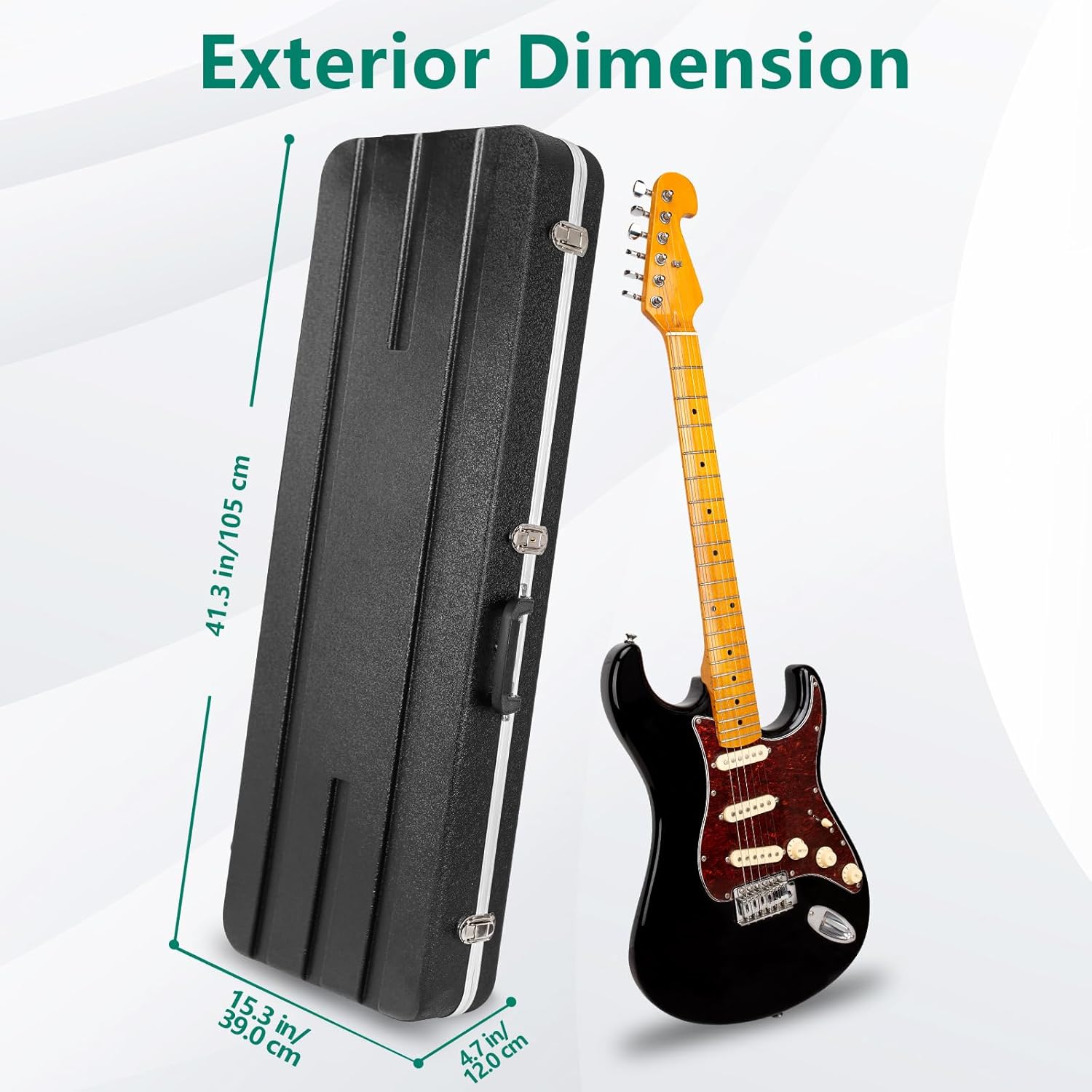 MUZNOTE ABS Electric Guitar Case Electric Guitar Hard Case Gig Bag 1.1 Inch Foam Plush Interior Thick Padding for Electric Guitars, Waterproof(Black)