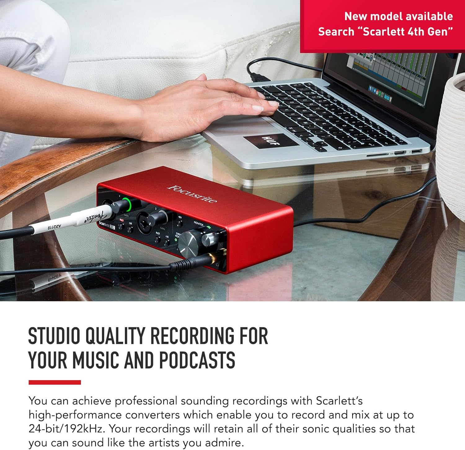 Focusrite Scarlett 2i2 3rd Gen USB Audio Interface for Recording, Songwriting, Streaming and Podcasting — High-Fidelity, Studio Quality Recording, and All the Software You Need to Record