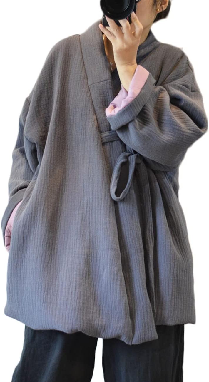 NFYM Women Hanten Cotton Jacket Japanese Kimono Style Warm Quilted Winter Coat