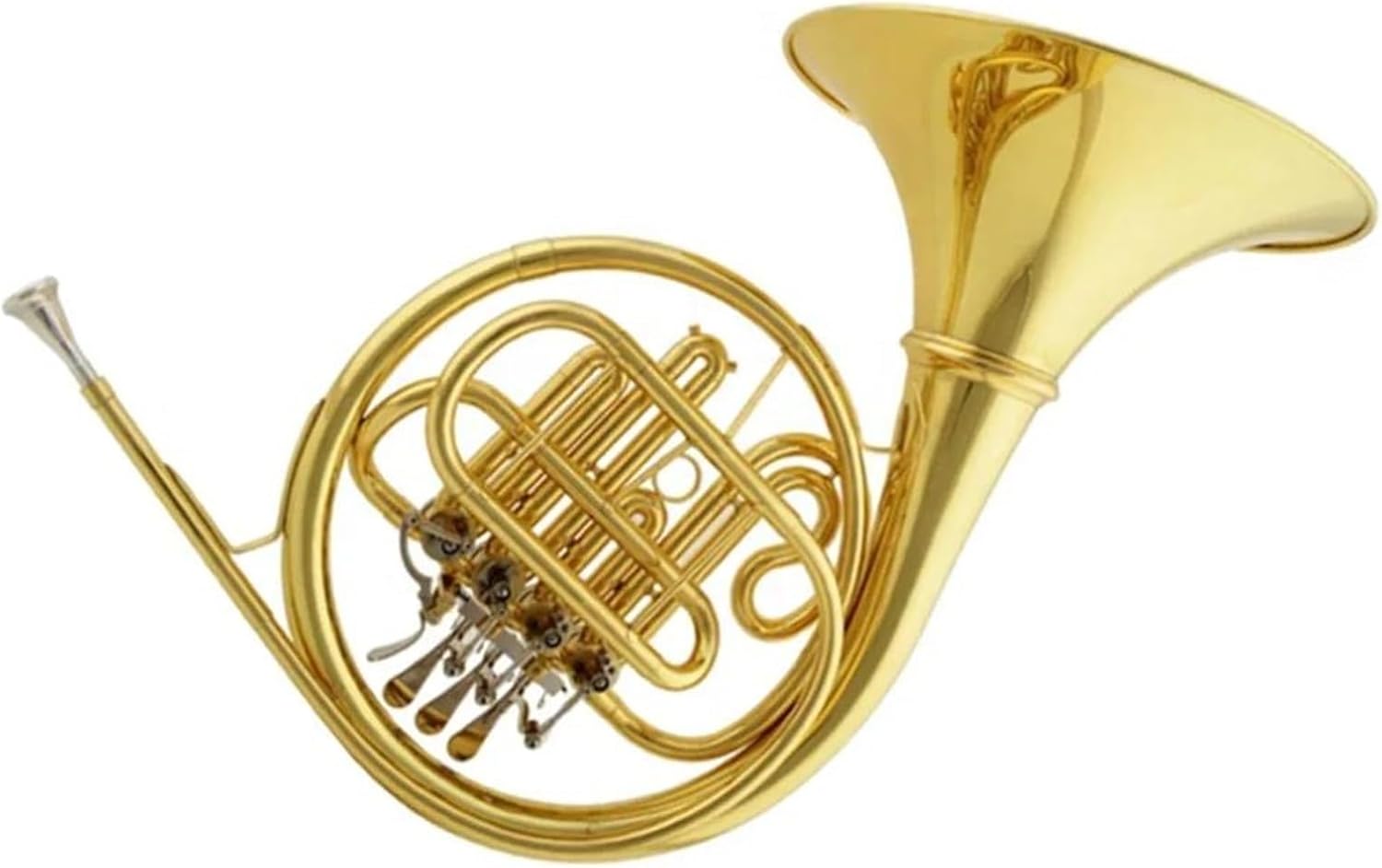 Brass French Horn 4 Keys Single Bb Key Gold French Horn Clear Lacquered Brass Wind Instrument