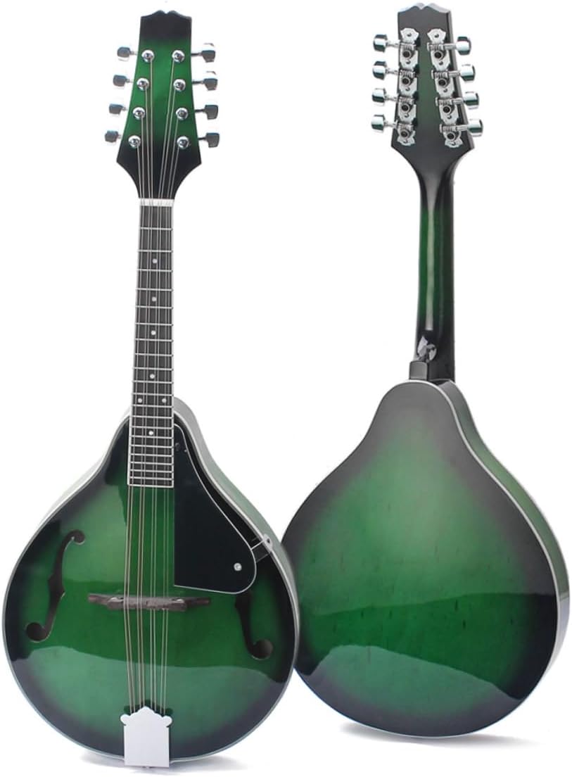 Kisangel String Basswood Mandolin Instrument with Adjustable Bridge and Steel Strings A Style Acoustic Mandoline for Beginners and Music Lovers Smooth Fingerboard in Green