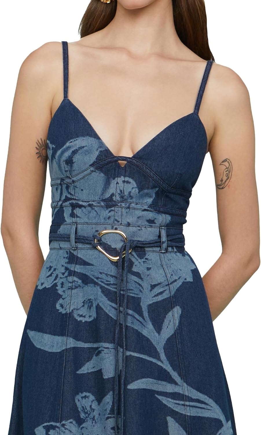 AMUR Women's Dana Printed Denim Midi Dress