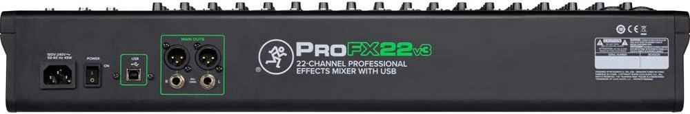Mackie ProFX22v3 22 Channel Professional Effects Mixer with USB Bundle With Tascam Closed-Back Professional Headphones & Deco Gear Hard Case (3 Items)