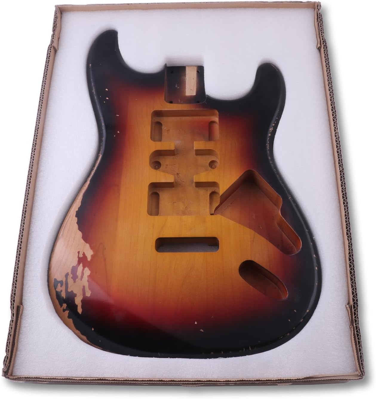 Sunsmile Relic Electric Guitar Body Nitro Top Alder Wood ST Style DIY Guitar Body H-S-H Route 3 Tone Sunburst Relic.