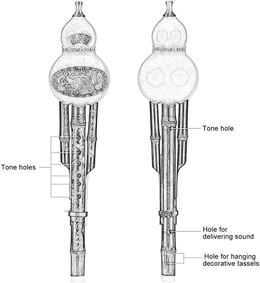 Flutes Musical Instruments Children's Beginner Adult Introduction Gourd Instrument Wood Pipes Chinese Traditional Instrument with Chinese Knot Case (Color : Brown, Size : Small D-Key)