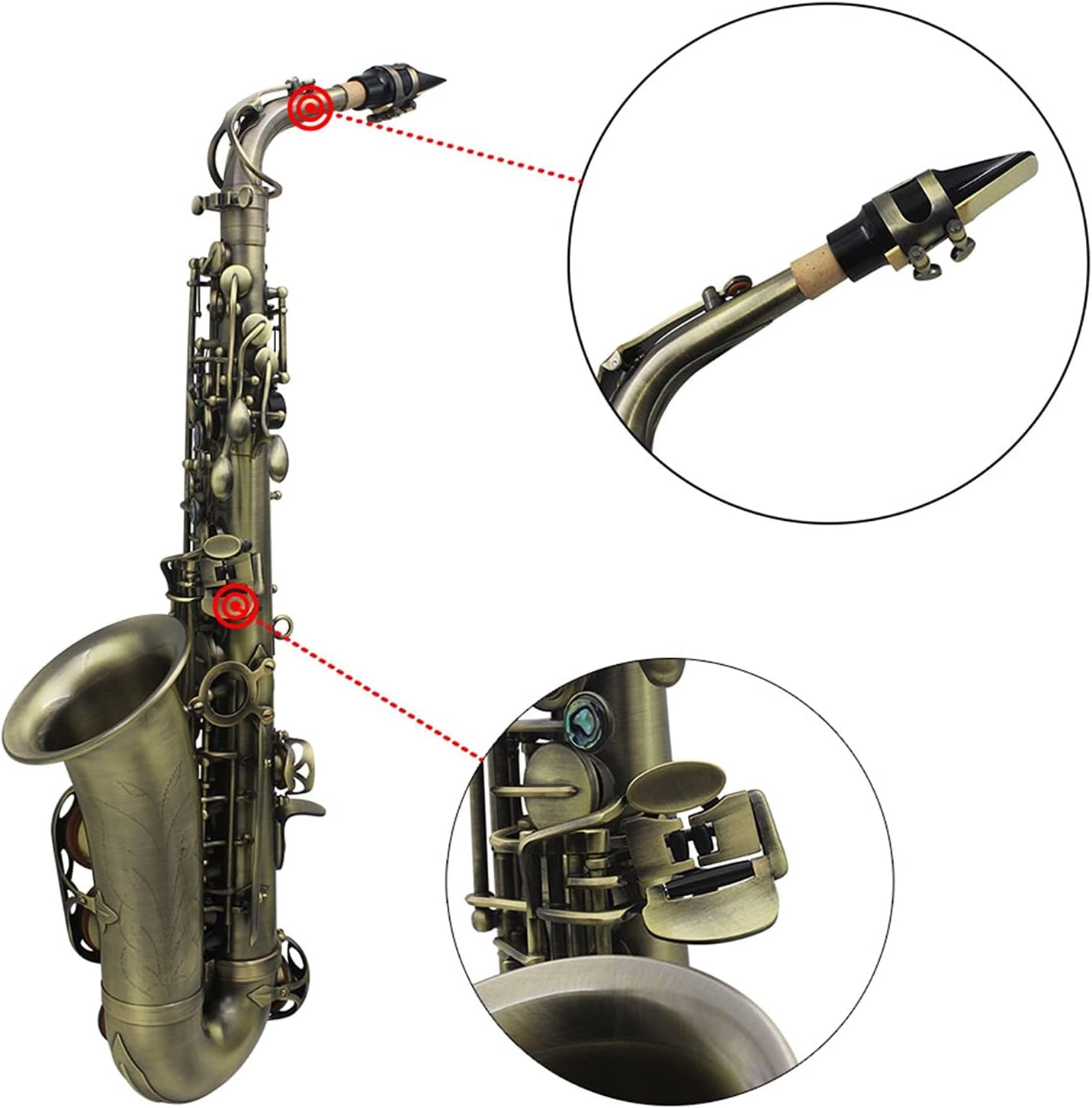 Sax Beginners Kit High Grade Antique Finish Bend EB E- Flat Alto Saxophone Sax Abalone Shell Key Carve Pattern Wind Instrument