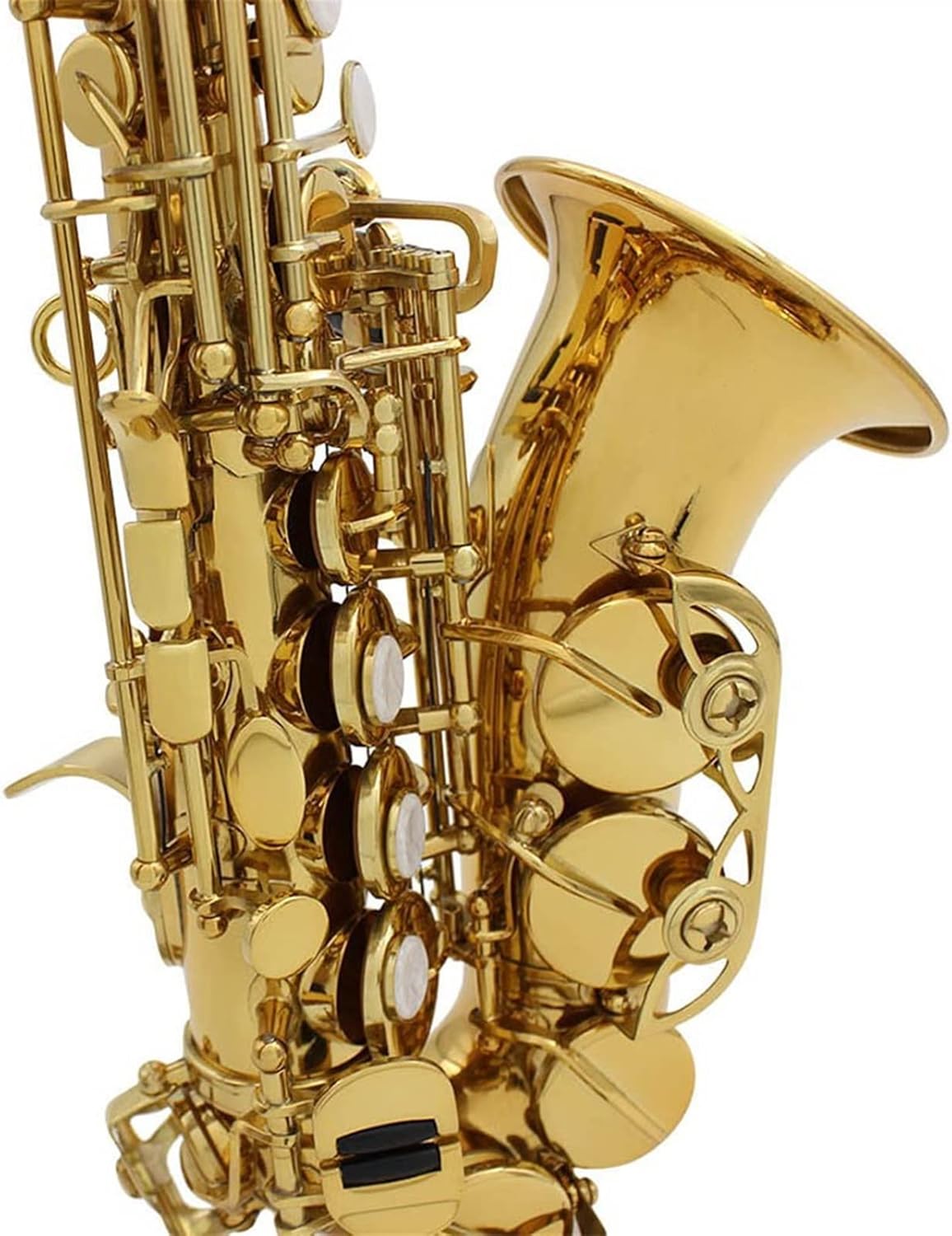 KESHUO Saxophone Brass Golden Carve Pattern Sax Pearl White Shell Buttons Mouthpiece Reeds Neck Wind Instrument Accessories Brass Sax Beginners Kit