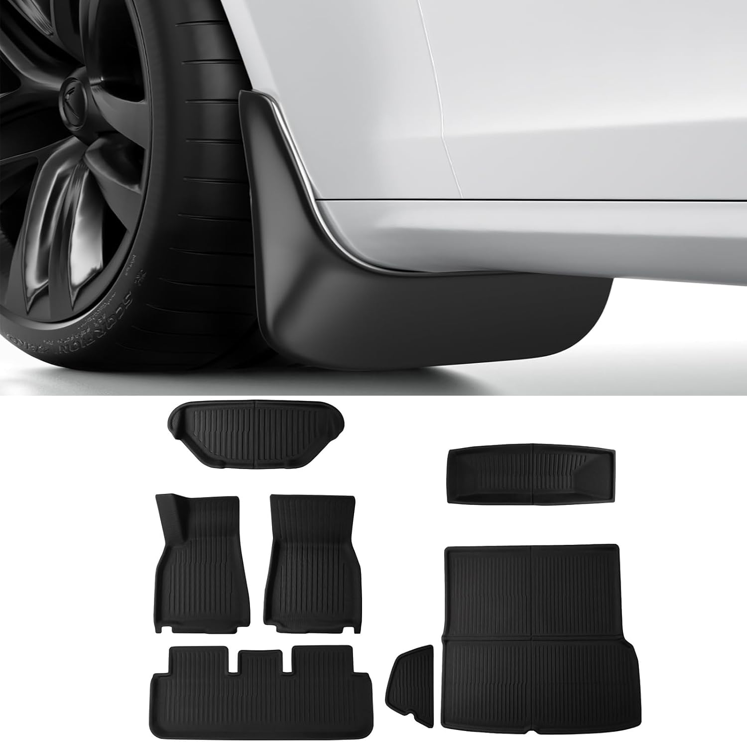 BASENOR 2022-2025 Tesla Model S/Model S Plaid Mud Flaps and Floor Mats