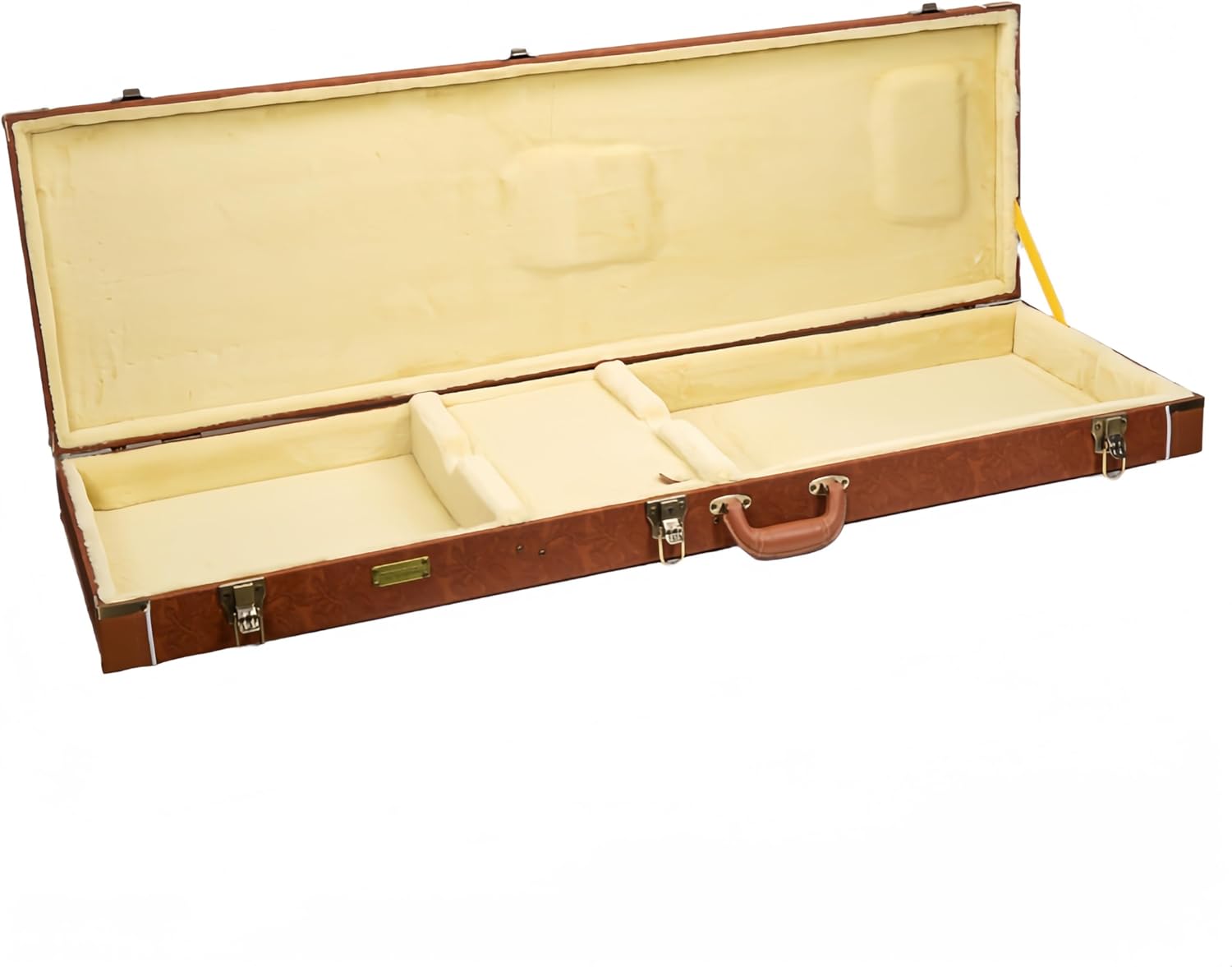 Crossrock Relief Series Bass Guitar Case for Fender Precision & Jazz | Carved Red Wood Finish, Ivory Plush Interior, Lock – Premium Wooden Hardshell