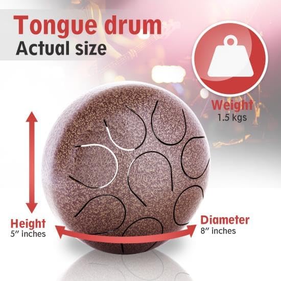 Pyle Professional Pan Drum, Steel Pan, Finger Steel Drum, Harmonic Handpan - Includes Rubber Mallet and Travel Bag (PHDRUM84)