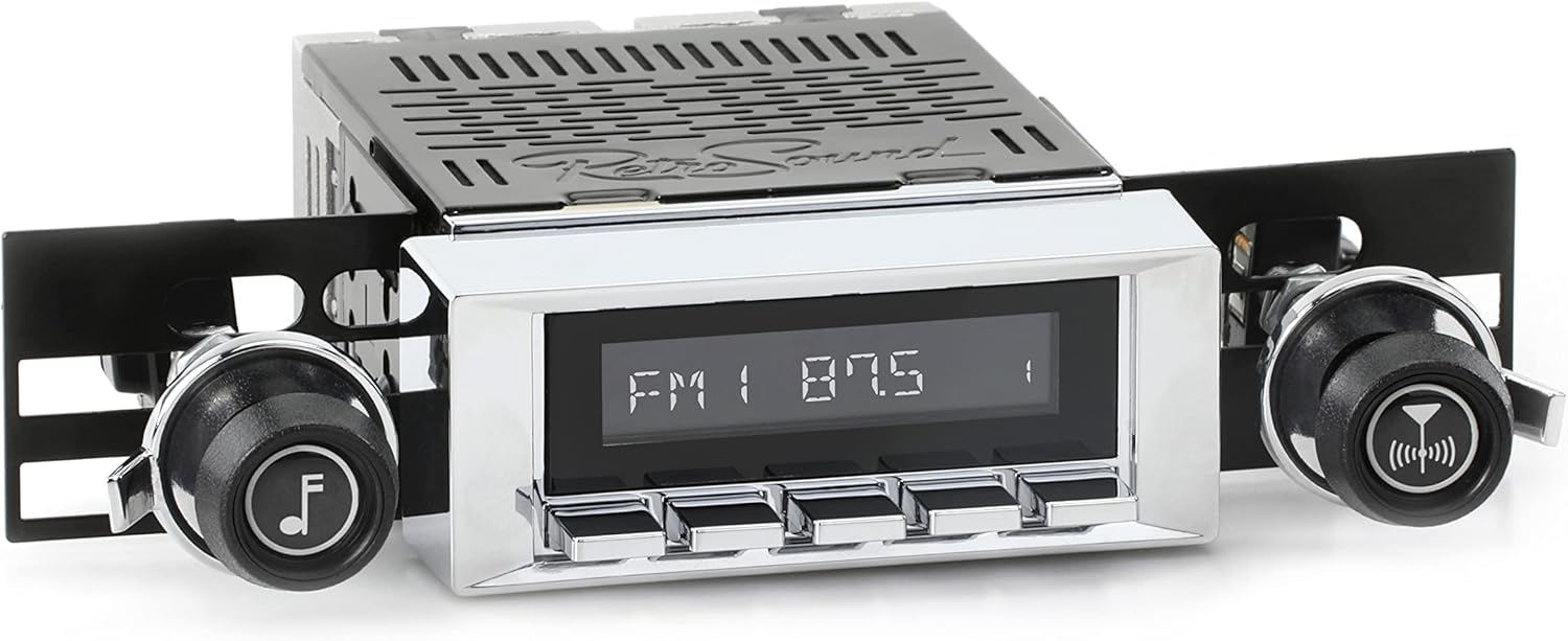 Retro Manufacturing HC-117-120-37-73 Hermosa Direct-Fit Radio for Classic Vehicle (Chrome Face and Buttons and Chrome Bezel)