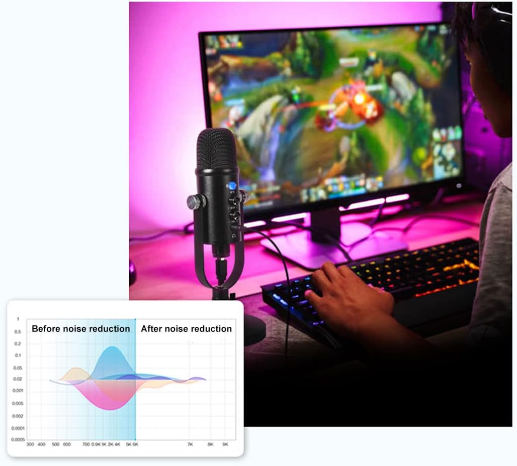 Maizoon USB Condenser Microphone for Computer Gaming Streaming Video Podcasting Recording Noise Reduction Live Broadcast Equipment Set NG01