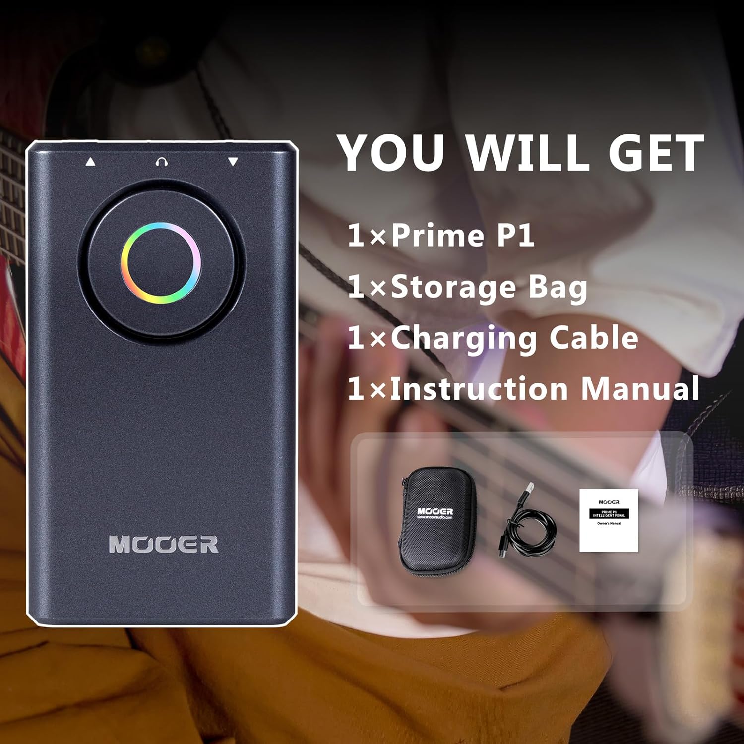 MOOER Prime P1 Pocket Multi Effects Pedal Wireless Controller for Guitar, Bass Guitar, Acoustic Guitar