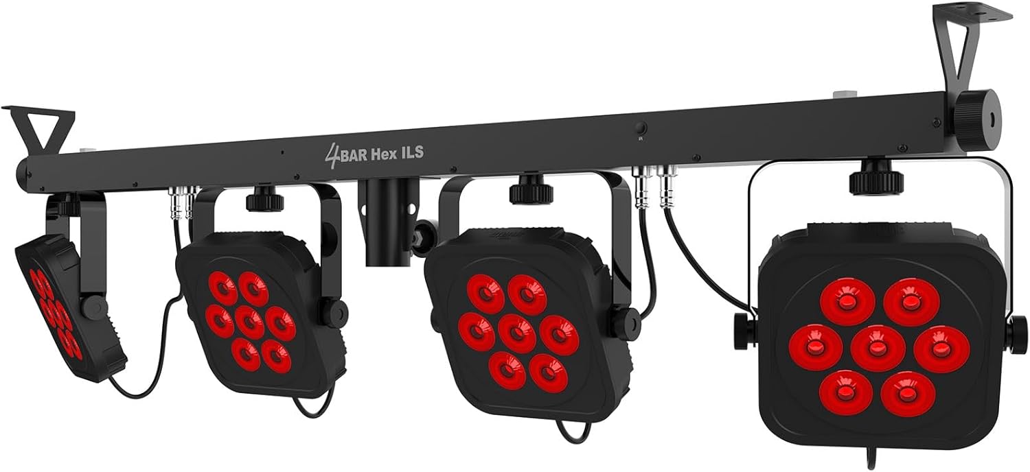 Audiosavings Bundle:(1) Chauvet DJ 4BAR HEX ILS RGBAW+UV LED Wash Lighting System w/Stand+Footswitch+Bag