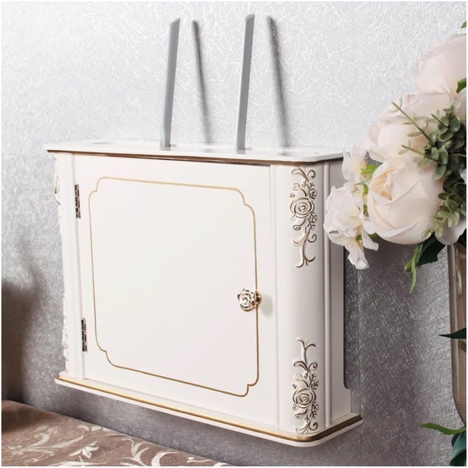 Wall Mount Floating Shelf Multi-Function Storage Rack Router Storage Box Cable Power Plug Wire Storage Boxes (Color : A)