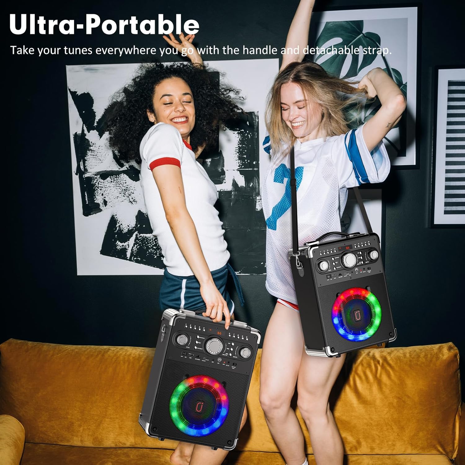 Karaoke Machine with 3 Wireless Microphones, Bluetooth Karaoke Speaker with 3 Mics for Adults/Kids, Portable PA System for Home Party with DJ Lights & Remote Contro, Support TWS/USB/TF Card/AUX/REC