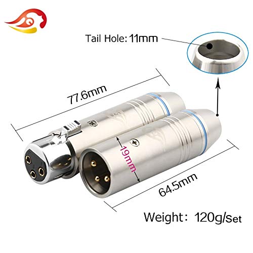 Davitu 10set 3Pin Stainless Steel Audio Cable Plug XLR Cable Connect Cannon Male/Female Jack Line XLR Connector Microphone Mixer - (Color: red)