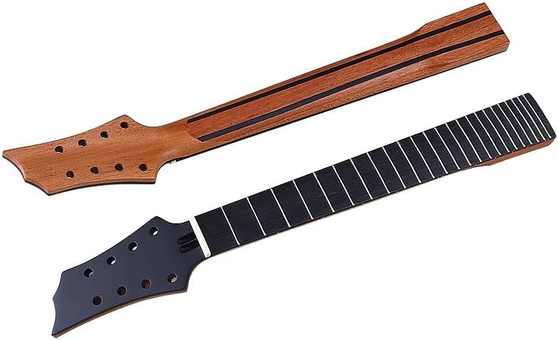 8 Strings Electric Guitar Neck 24 Frets Wood Neck Black Head With Double Truss Rod Double Back Line 7.5cm Heel Width