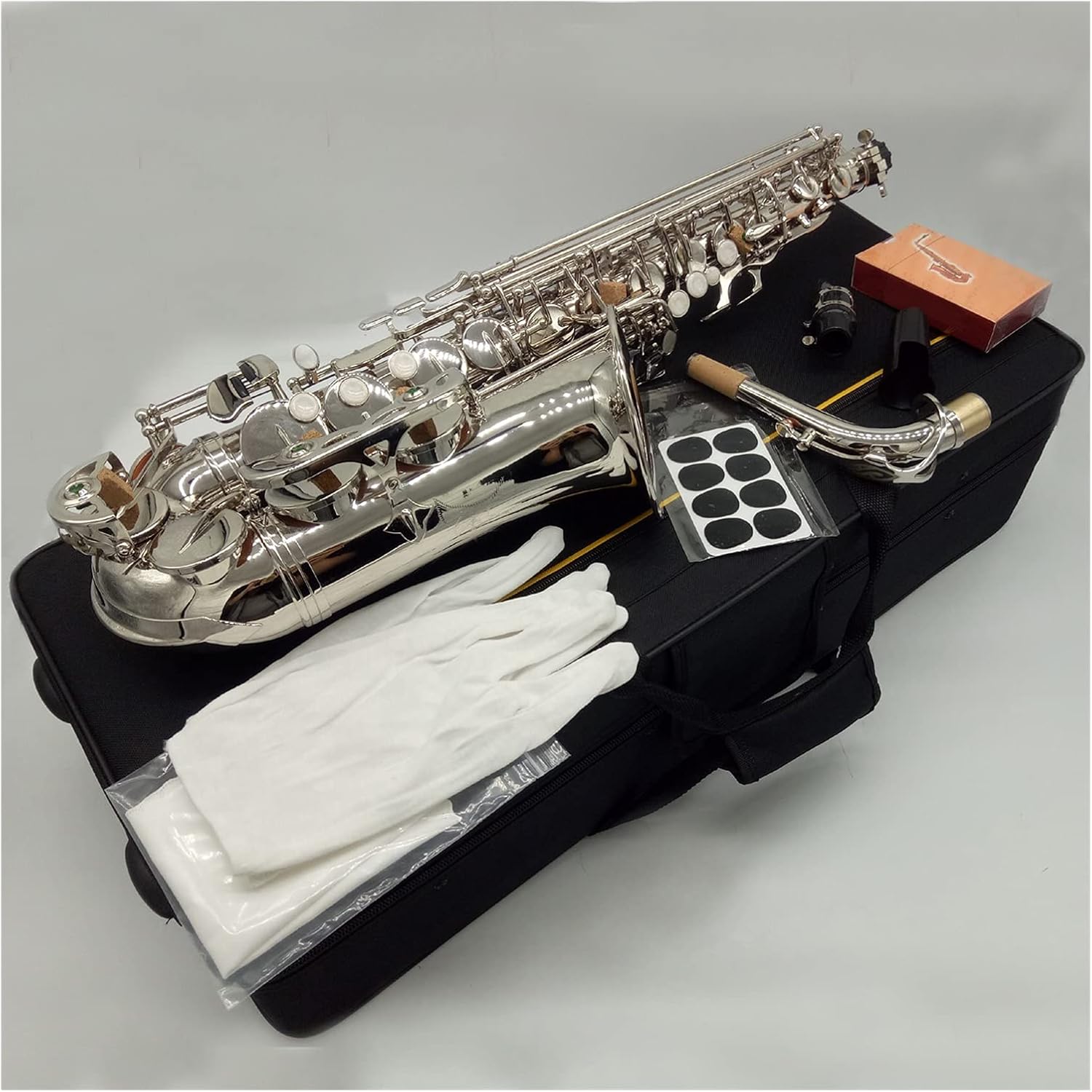 Saxophone Straight Alto Saxophone Nickel Plated E-Flat Alto Sax R54 with Case Mouthpiece Reeds Neck Key Type Woodwind Instrument