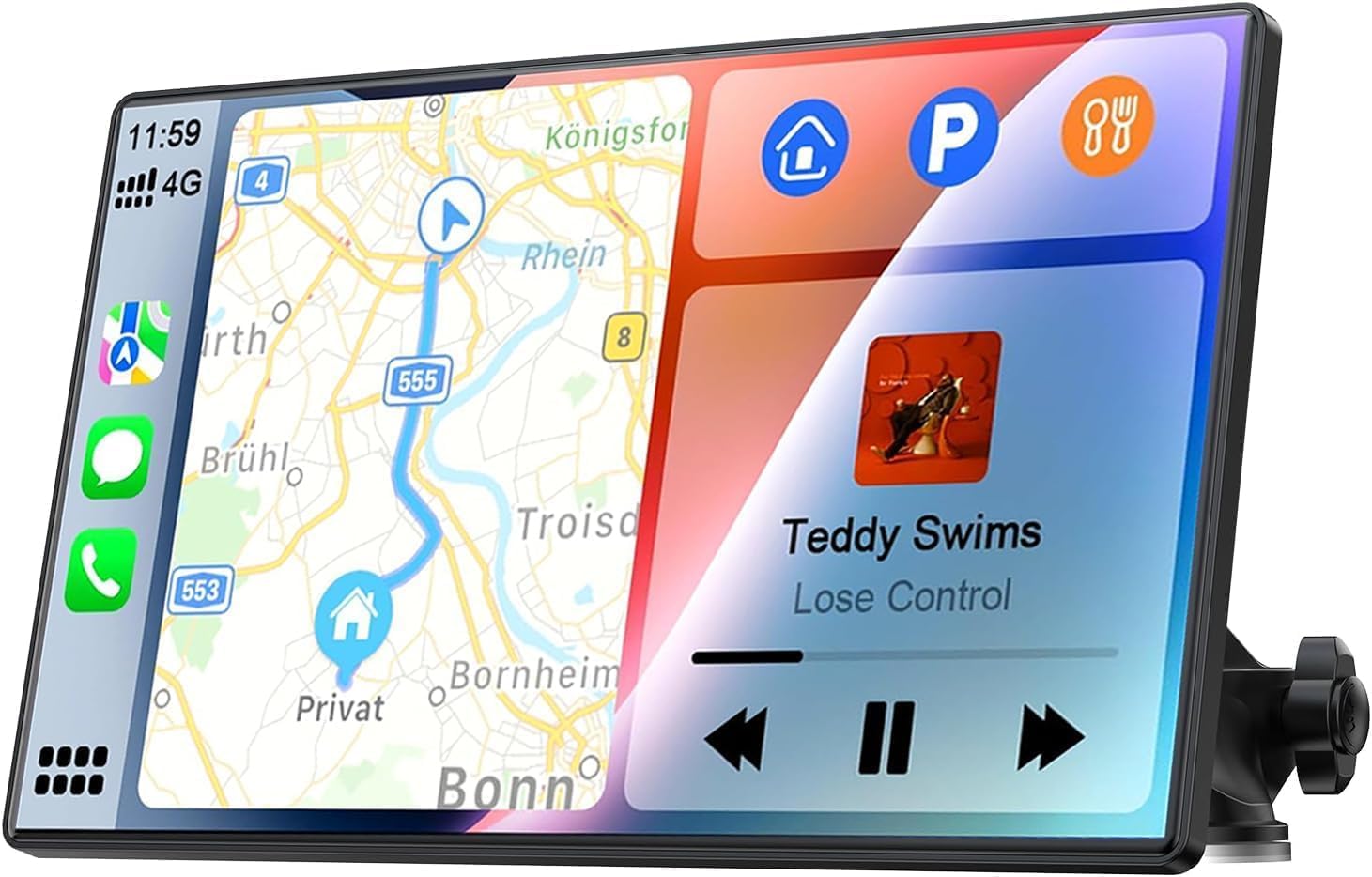 7 Inch Portable Touch Screen Car Stereo with Wireless Carplay & Android Auto,Mirror Link,Bluetooth,AUX,FM,Siri,Voice Control for All Vehicles (H502 PND)
