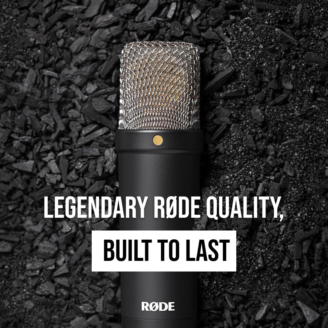 RØDE NT1 Signature Series Large-Diaphragm Condenser Microphone with Shock Mount, Pop Filter and XLR Cable for Music Production, Vocal Recording, Streaming and Podcasting (Black)